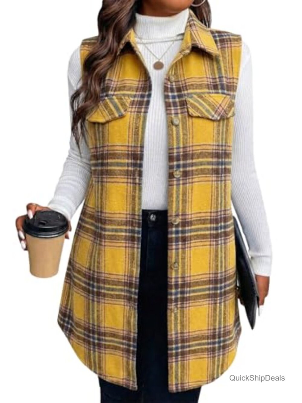 Plaid Flannel Vest Tops Sleeveless Lined Lightweight Casual Jacket Outerwear